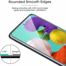 A71 5G UW screen protector smooth, rounded 2.5D edges for easy, bubble-free use