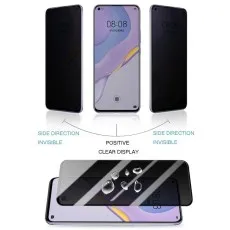 Huawei Nova 7 SE privacy screen clear display head-on, invisible from sides. Water droplets shown.