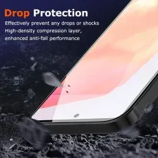 Drop Protection screen protector on a falling phone. High-density layer enhances anti-fall performance