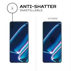 Anti-shatter screen protector for Realme GT Neo5 SE, impact comparison.