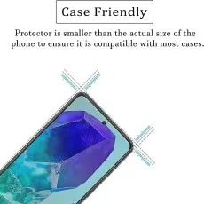 Case Friendly Screen protector is smaller than the Samsung Galaxy F55 screen to fit most phone cases