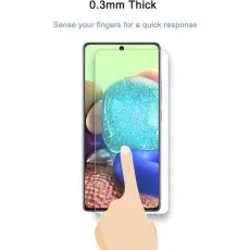 Thin (0.3mm) screen protector on a smartphone being touched. Quick response
