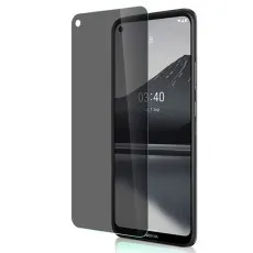 Nokia 3.4 with a black privacy screen protector partially applied, and a spare protector.