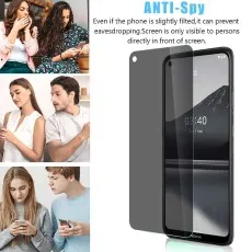 Nokia 3.4 anti-spy screen private view straight-on, blocks side glances. Eavesdropping prevention shown