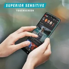 Superior sensitive touchscreen protector for Realme 12 Lite, user interacting..