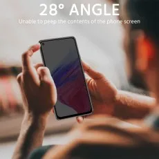 Privacy screen protector at a 28° angle, making the phone screen unreadable to onlookers