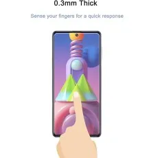 0.3mm thick screen protector on a Samsung Galaxy M51, emphasizing touch sensitivity