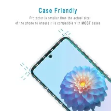 Case-friendly screen protector for Realme 11x, slightly smaller design..