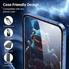 privacy screen protector with case-friendly design. Compatible with various phone case types.