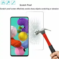 Scratch-proof screen protector for Samsung M55s resists scratches from sharp objects. Hammer hitting protector