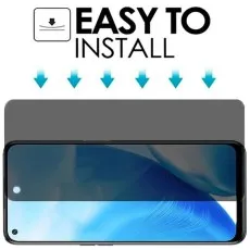 Easy to Install privacy screen protector for Oppo A76 being aligned above the phone screen with guiding arrows