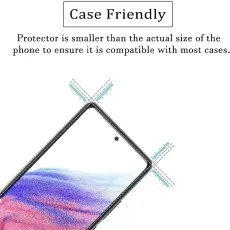 Case Friendly screen protector shown slightly smaller than the phone screen