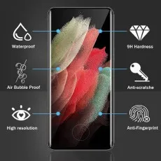 S21 Plus 5G screen protector features waterproof, 9H hardness, anti-scratch, anti-fingerprint
