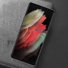 Samsung Galaxy S21 Plus 5G smartphone displaying a colorful abstract wallpaper