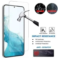 Hammer hitting a 9H impact-resistant screen protector on a Samsung S24 FE