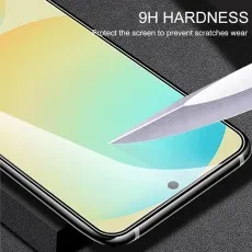 Knife blade scratching a 9H hardness screen protector on a Samsung Galaxy S24 FE