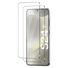 Samsung Galaxy S24 Plus with two clear screen protectors