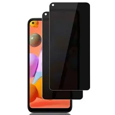 Galaxy A11 with a privacy screen protector partially applied and a spare one beside it