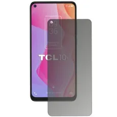 TCL 10L with a privacy screen protector partially applied and a spare one beside it