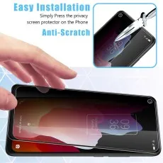 Easy installation, anti-scratch privacy screen protector for TCL 10L being applied.