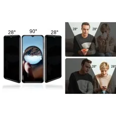 Privacy screen clear at 90°, dark at 28°, preventing side viewing by others