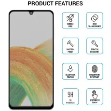 A33 5G screen protector bubble-free, clear, tough (9H), anti-scratch fingerprint, responsive