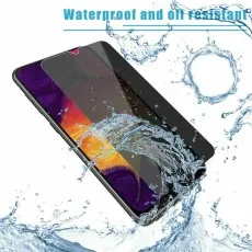 Waterproof and oil resistant screen protector. Water splashing on a phone