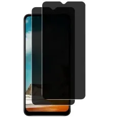 A Samsung Galaxy A50s is shown with Two privacy screen protectors
