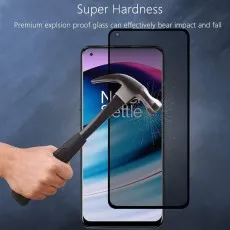 Super hardness screen protector for OnePlus Nord N20 SE being struck by a hammer, showing impact and fall resistance