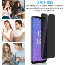 Nokia 6.02 smartphone with anti-spy screen protector blocking side view visibility.