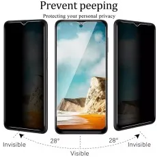 Privacy screen demo. Center view clear, angled views blacked out. Prevent peeping