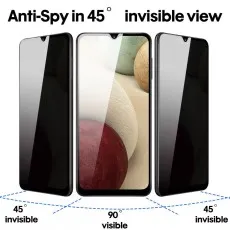 Samsung M10s privacy screen visible at 90°, invisible at 45° angles