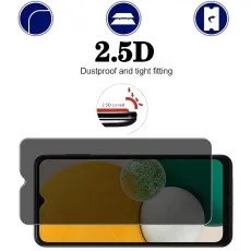 2.5D screen protector for a Samsung Galaxy (M21s) showing dustproof and tight fit