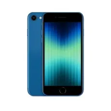 Image showing the Apple iPhone SE 3rd Gen (2022) in blue, both front and back views