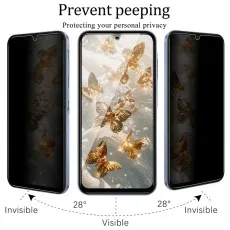 Privacy tempered glass demonstrating clear and dark side viewing onOppo F9 (F9 Pro).