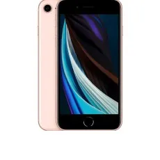 Pink Apple iPhone SE 2nd Generation displaying front and back, renewed and unlocked model