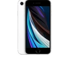 White Apple iPhone SE 2nd Generation showing front and back view, unlocked and renewed