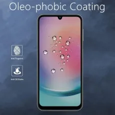 Oleophobic coating. Water droplets on a phone screen, resists fingerprints and oil