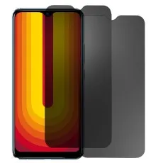 Vivo phone with colorful screen, and two dark privacy screen protectors