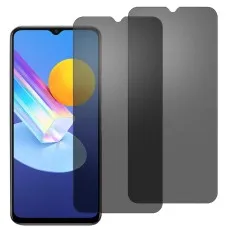 Two privacy screen protectors next to a Vivo Y3s