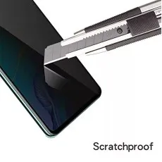 Scratch-resistant technology showcased on Oppo Reno3 Ace with utility knife.