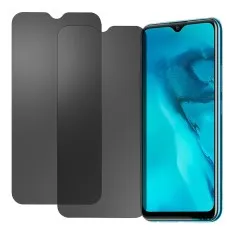 Vivo Y11 (2019) phone with blue screen, and two dark privacy screen protectors