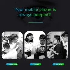 People peeking at a phone in public colleague, friend, and stranger shown in black-and-white