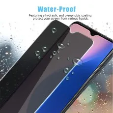 Oppo RX17 Pro showcasing a water-resistant privacy screen with oleophobic coating.