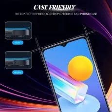 CASE FRIENDLY screen protector for Vivo Y100. Shows it fits with a case (ours vs. others)