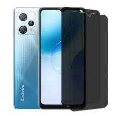 A new light blue Blackview A53 phone with two screen protectors ready for application