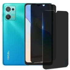 OSCAL phone with a privacy screen protector applied and two additional protectors