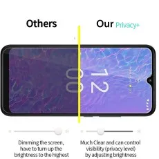 Privacy+ screen protector comparison clearer with adjustable visibility vs. others dimming the screen