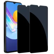 Vivo Y100 with two dark privacy screen protectors next to it