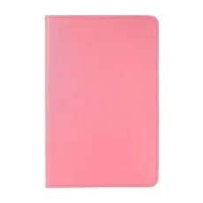 Closed pink 360° rotating leather case for Samsung Galaxy Tab A9 Plus 11-inch, showing the smooth leather exterior